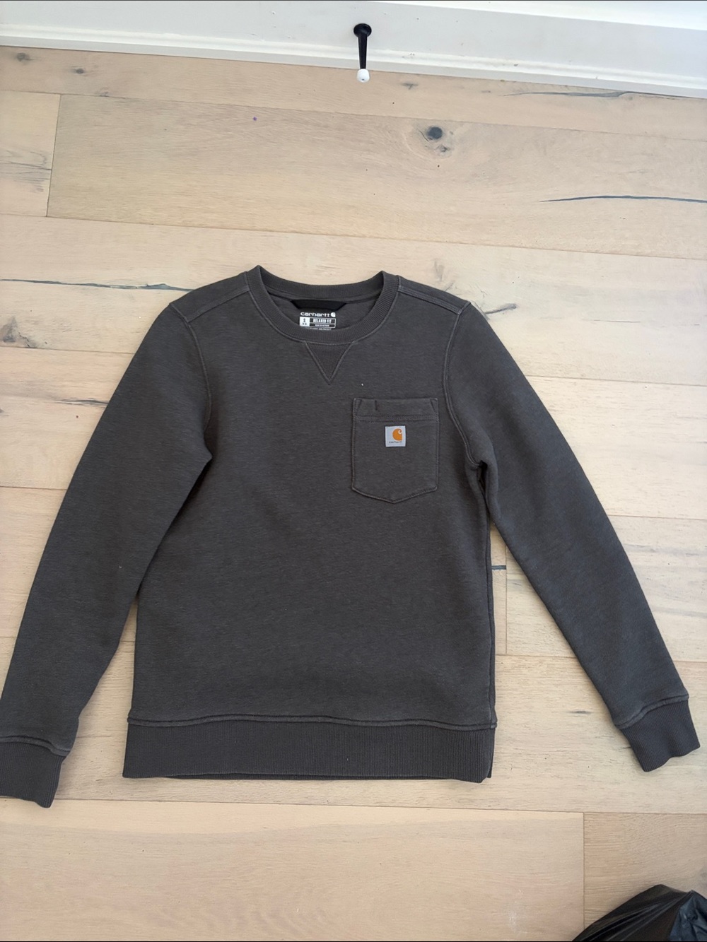 Carhartt Men’s Charcoal Crewneck Sweatshirt with Chest Pocket
